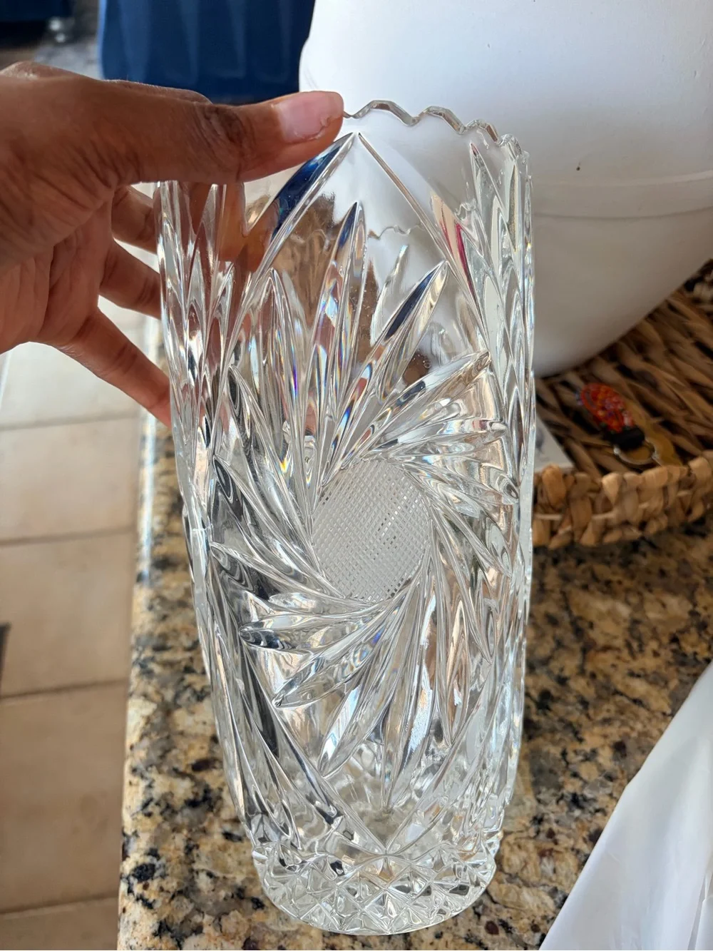 Clear Cut Lead Crystal Decorative Vase - Clear